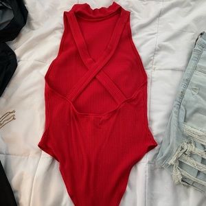 Red Crossback Bodysuit